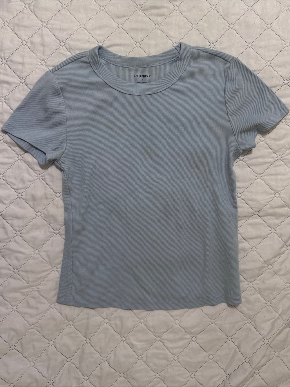 Old Navy Light Blue Ribbed Short Sleeve Tee